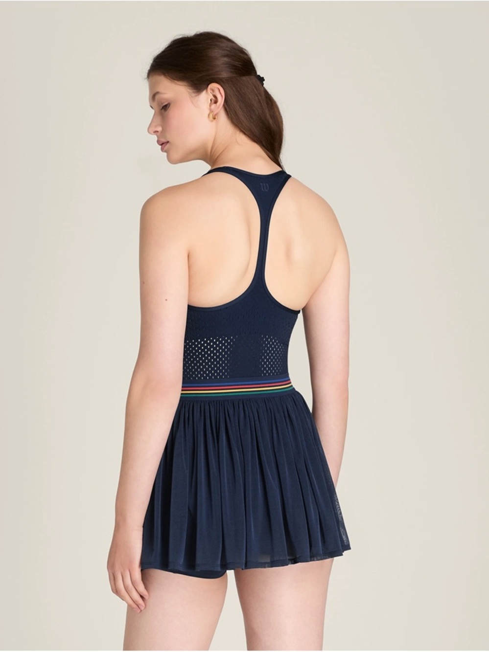 Wilson Navy Mini Activewear Tennis Dress with Rainbow Waistband πΎπβ¨ - Picture 3 of 5